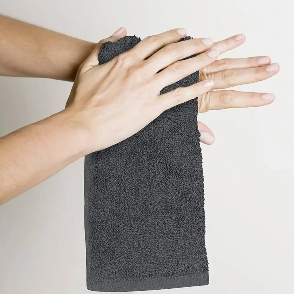 10 UTOPIA Dark Grey Gray Small Washcloth Guest Makeup Face Finger Towels Set